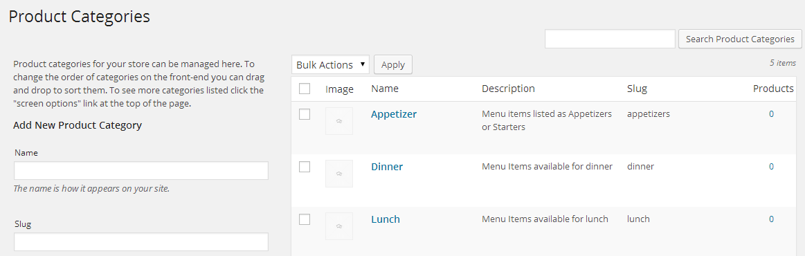 Product Categories WooCommerce