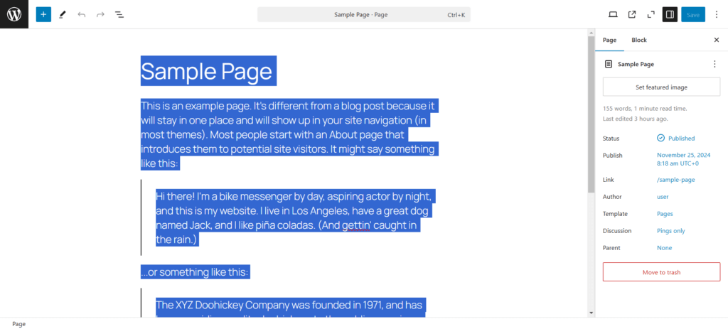 Copy content access page to duplicate