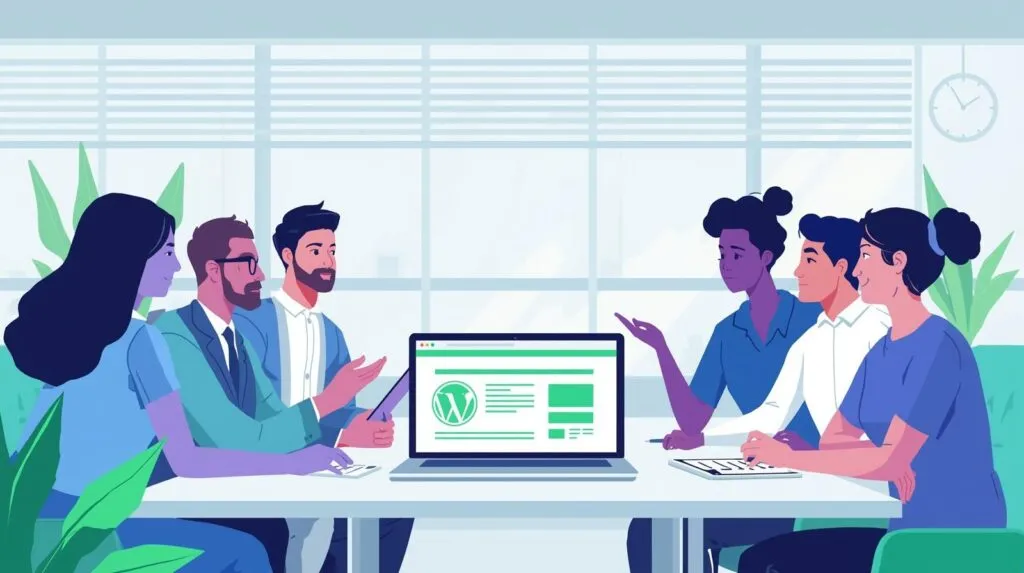 create an illustration that shows hiring a wordpress developer
