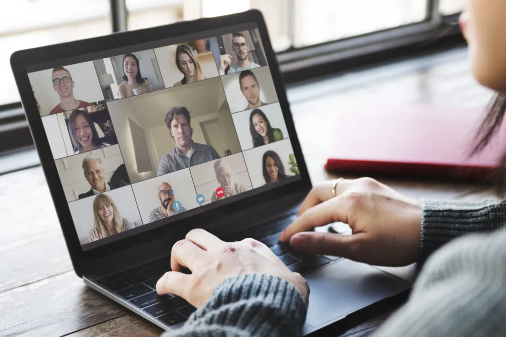 colleagues having video conference coronavirus pandemic colleagues having video conference coronavirus pandemic